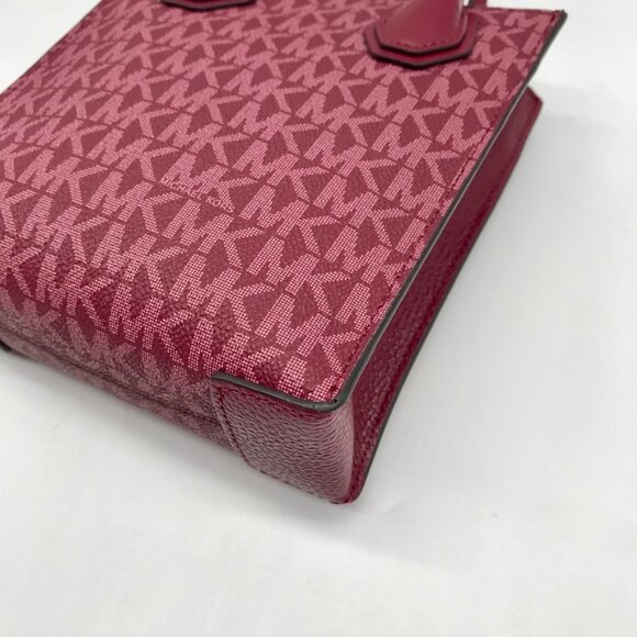 Michael Kors Dark Cherry Monogram Mini Mercer Crossbody Bag - Picture 8 of 10
